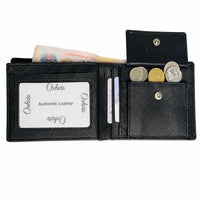 Men Wallet with Coin Pouch - Full Grain Leather Wallet - Bifold Wallet - Black Wallet -JG04 Oxhide