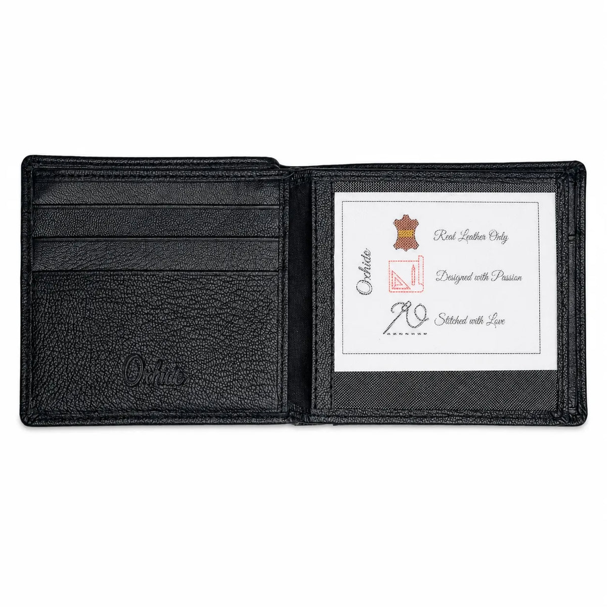 Men Wallet with Coin Pouch - Full Grain Leather Wallet - Bifold Wallet - Black Wallet -JG04 Oxhide