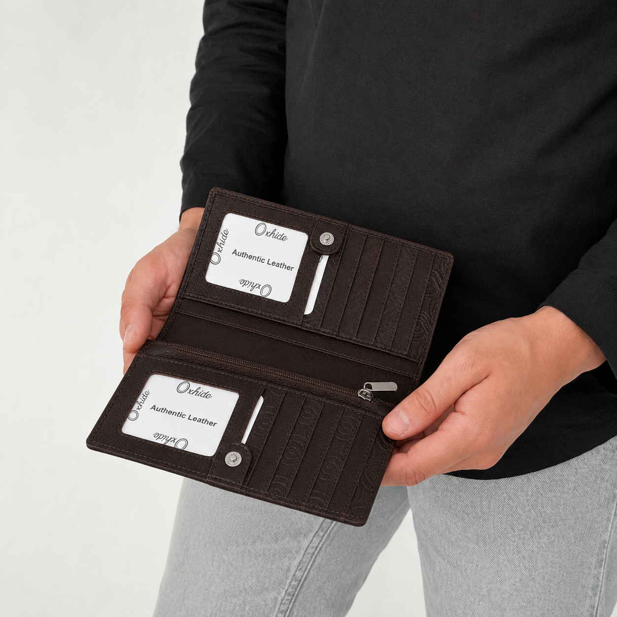 Long Leather Wallet for Men - Genuine Leather Wallet - Brown Wallet - Men Long Wallet with Zip - SD20 Oxhide
