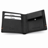 Wallet for Men with coin pouch-Minimalist Wallet -Full Grain Leather Wallet-Slim Wallet BLACK- SD19 Oxhide