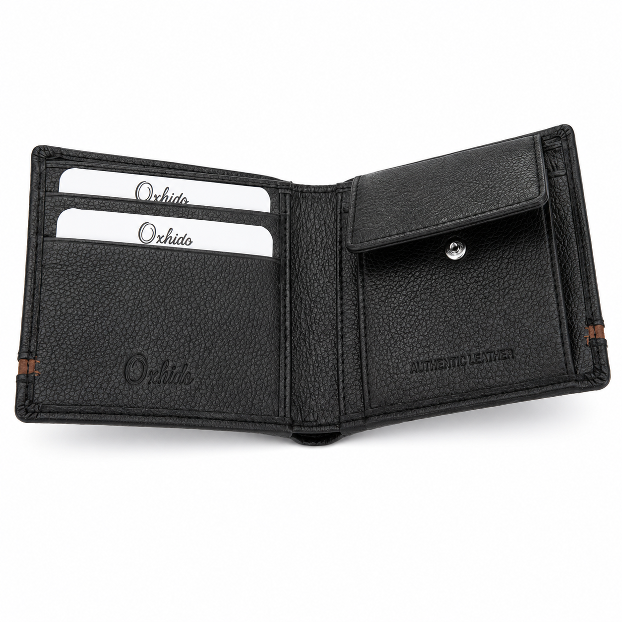 Wallet for Men with coin pouch-Minimalist Wallet -Full Grain Leather Wallet-Slim Wallet BLACK- SD19 Oxhide