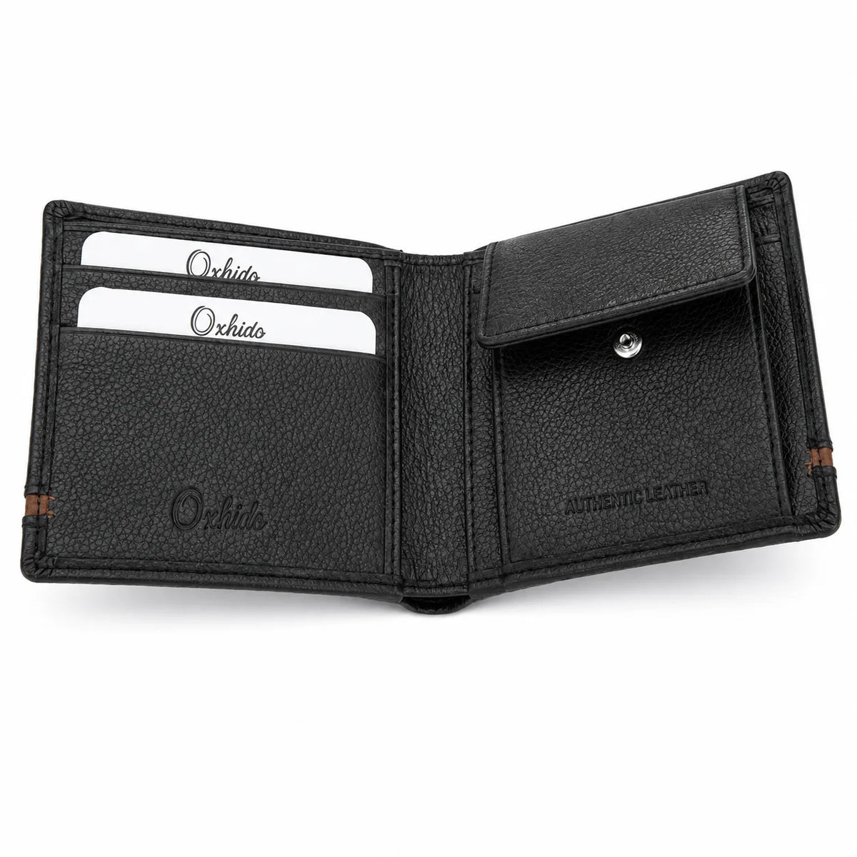 Wallet for Men with coin pouch-Minimalist Wallet -Full Grain Leather Wallet-Slim Wallet BLACK- SD19 Oxhide