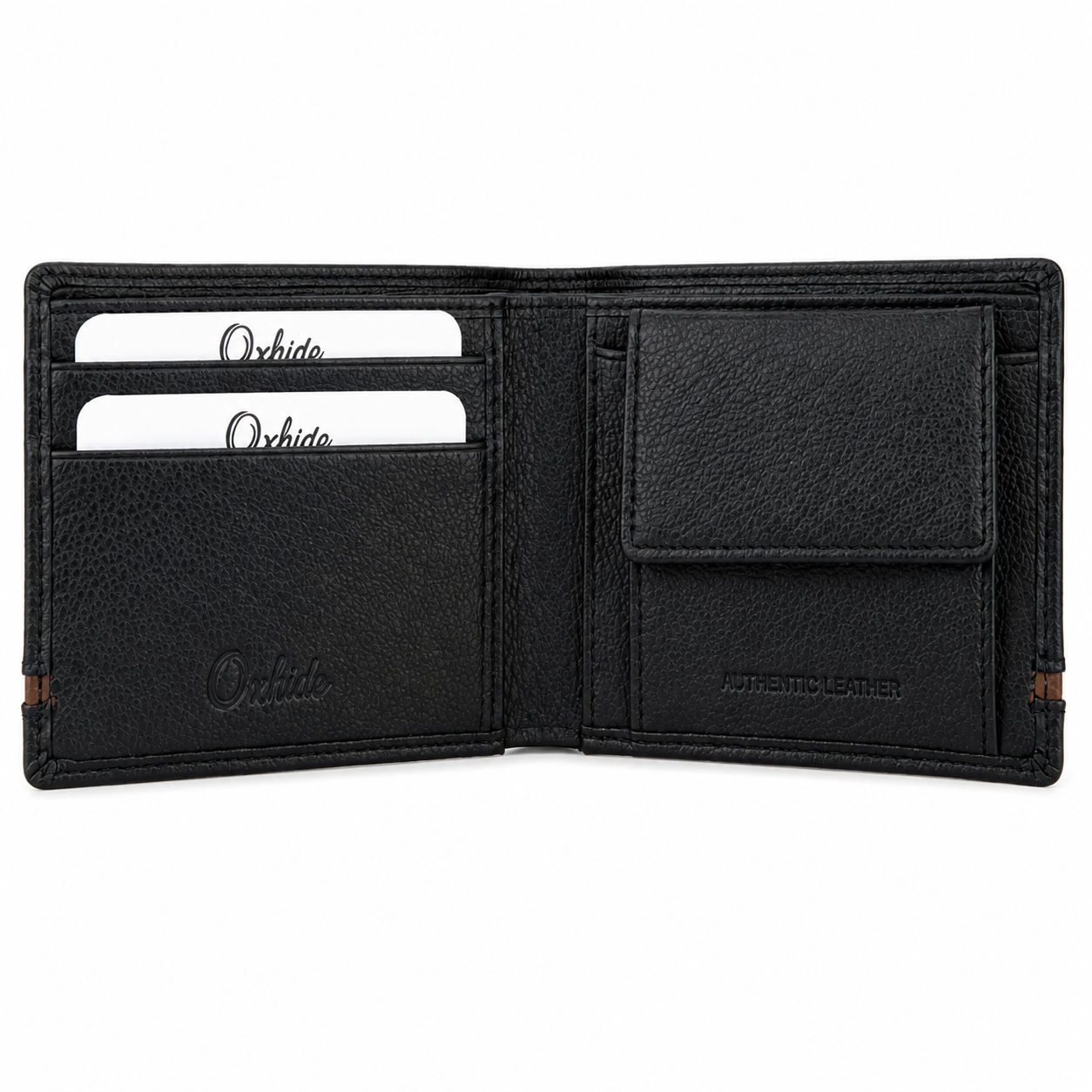 Wallet for Men with coin pouch-Minimalist Wallet -Full Grain Leather Wallet-Slim Wallet BLACK- SD19 Oxhide