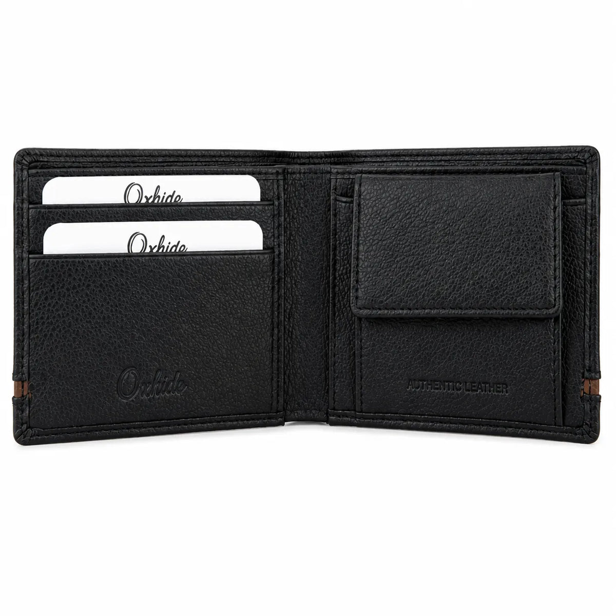 Wallet for Men with coin pouch-Minimalist Wallet -Full Grain Leather Wallet-Slim Wallet BLACK- SD19 Oxhide