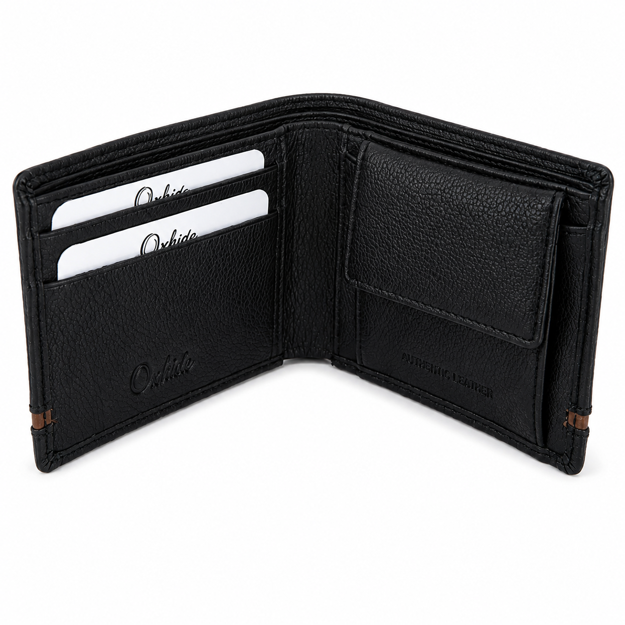 Wallet for Men with coin pouch-Minimalist Wallet -Full Grain Leather Wallet-Slim Wallet BLACK- SD19 Oxhide