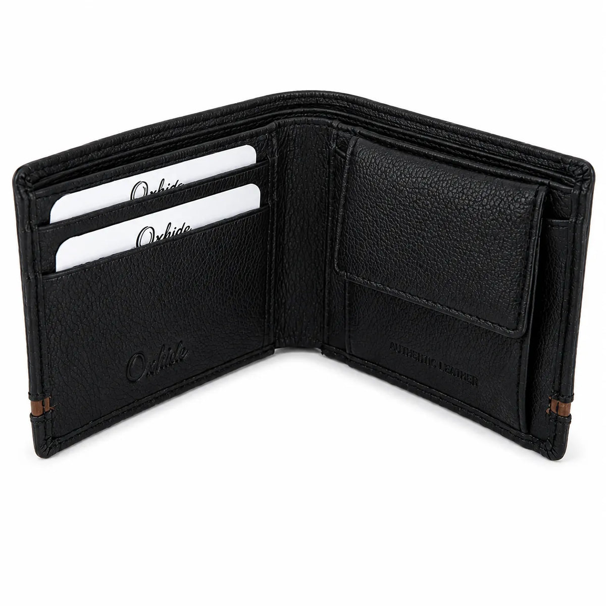 Wallet for Men with coin pouch-Minimalist Wallet -Full Grain Leather Wallet-Slim Wallet BLACK- SD19 Oxhide