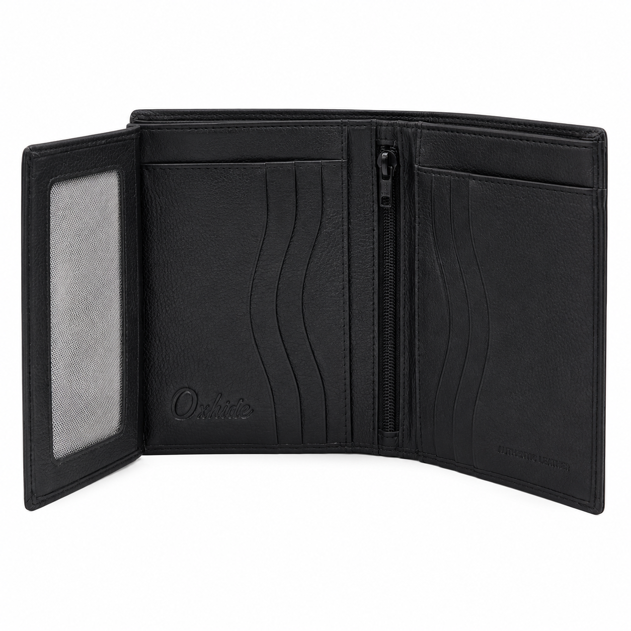 Oxhide Wallet Black with Vertical  Zipper- Oxhide J0011 BLK