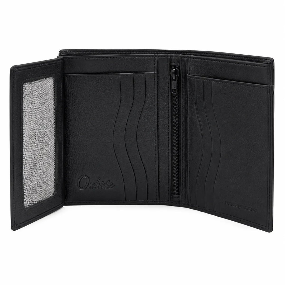 Oxhide Wallet Black with Vertical  Zipper- Oxhide J0011 BLK