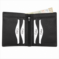 Oxhide Wallet Black with Vertical  Zipper- Oxhide J0011 BLK