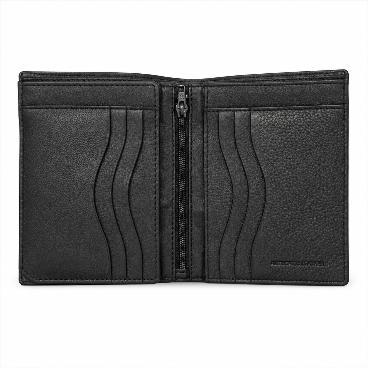 Oxhide Wallet Black with Vertical  Zipper- Oxhide J0011 BLK