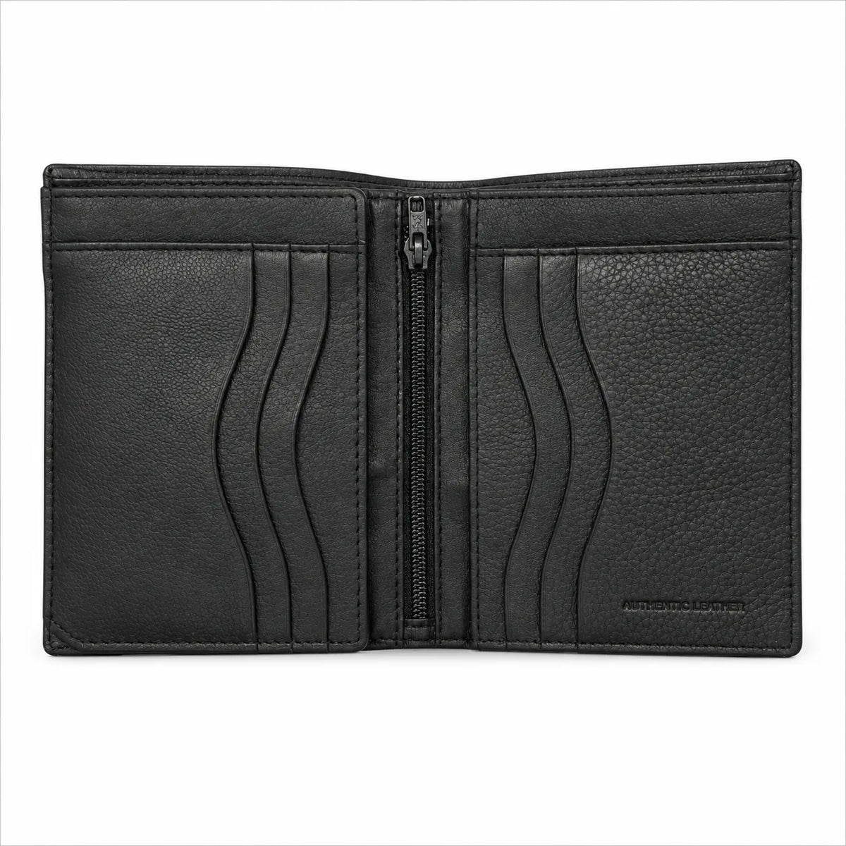 Oxhide Wallet Black with Vertical  Zipper- Oxhide J0011 BLK