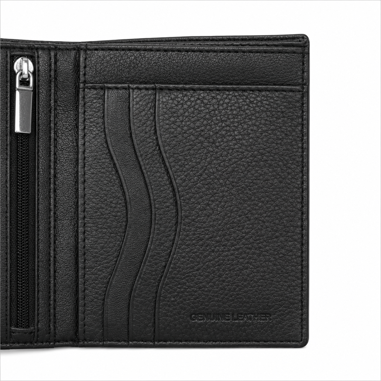 Oxhide Wallet Black with Vertical  Zipper- Oxhide J0011 BLK