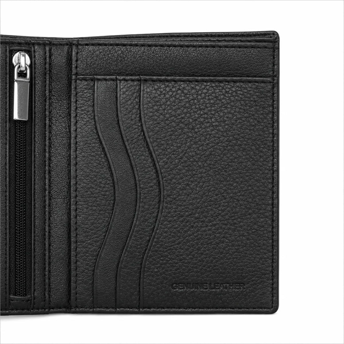 Oxhide Wallet Black with Vertical  Zipper- Oxhide J0011 BLK