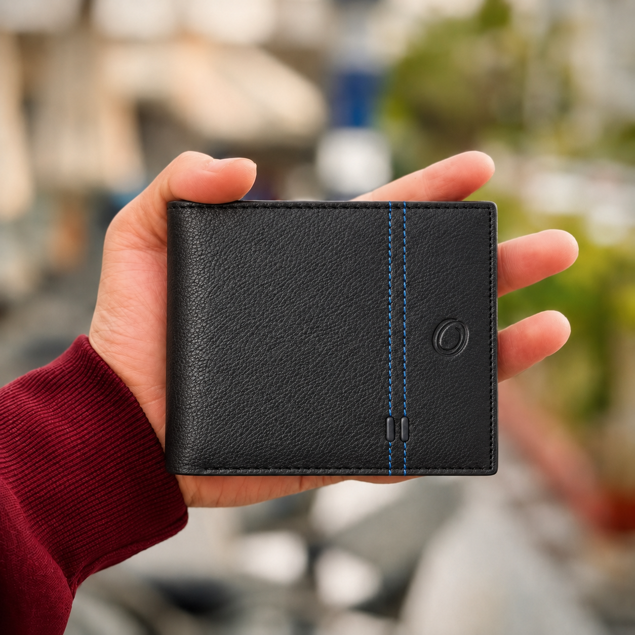 Oxhide Wallet Black with Vertical  Zipper- Oxhide J0011 BLK