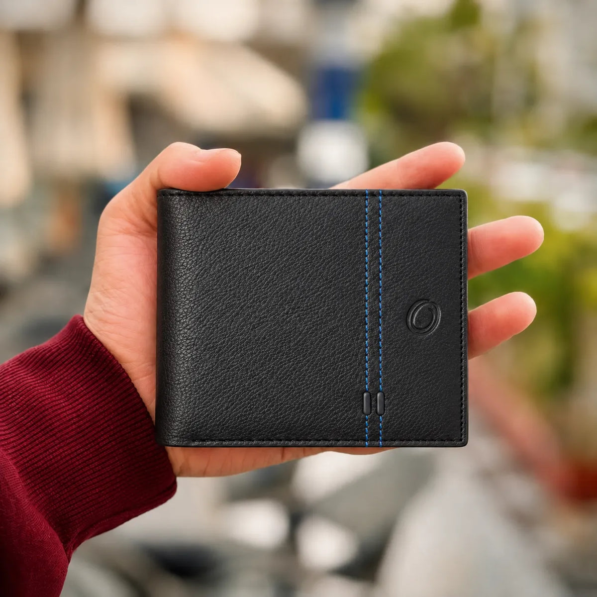 Oxhide Wallet Black with Vertical  Zipper- Oxhide J0011 BLK