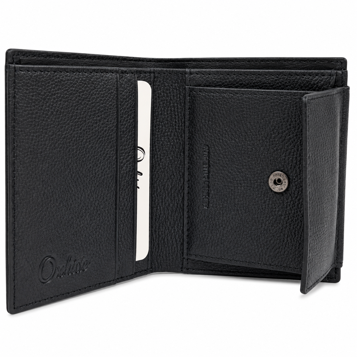 Oxhide Black Cardholder With Coin Pouch- J0010CP BLK