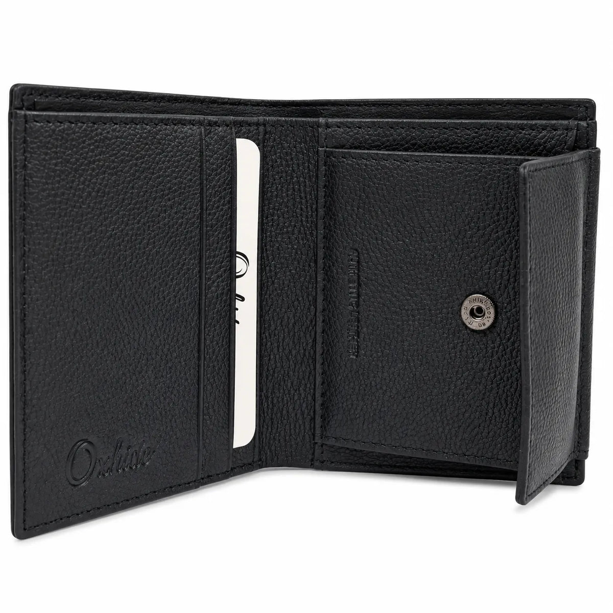 Oxhide Black Cardholder With Coin Pouch- J0010CP BLK