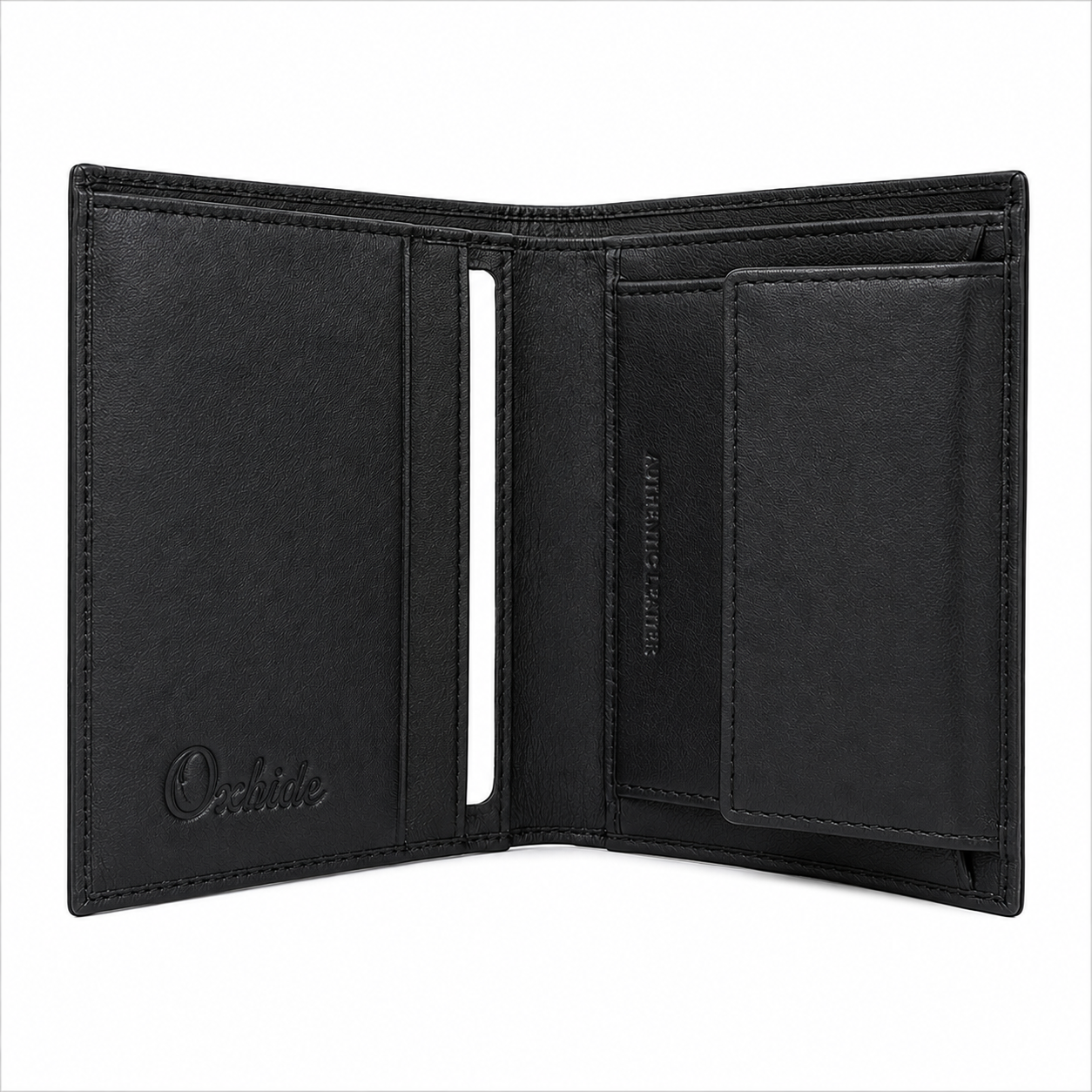 Oxhide Black Cardholder With Coin Pouch- J0010CP BLK