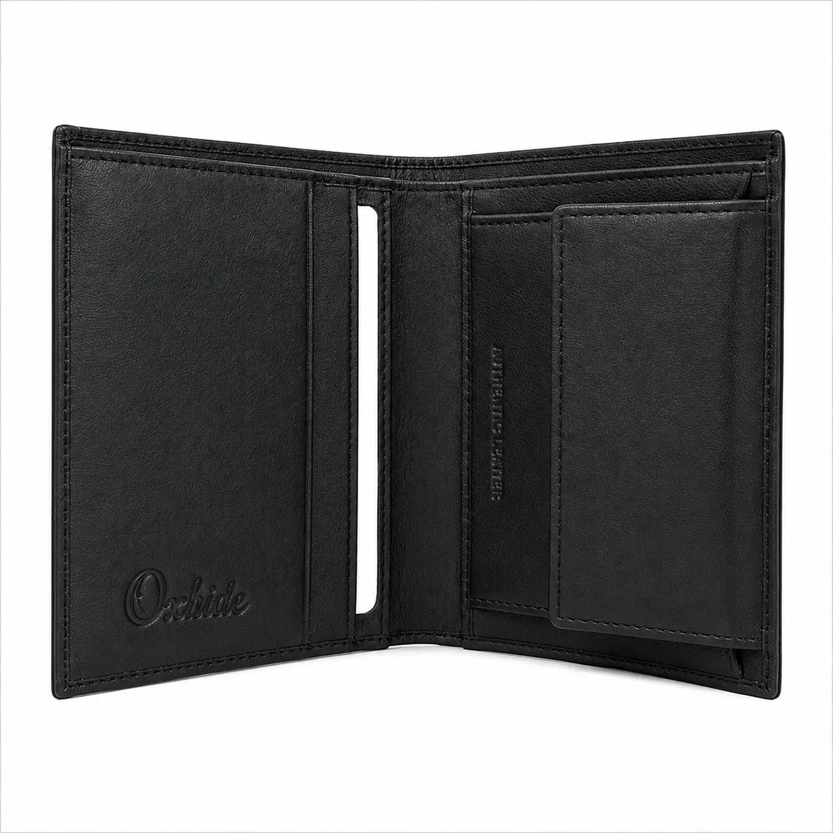 Oxhide Black Cardholder With Coin Pouch- J0010CP BLK