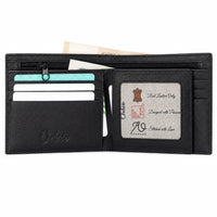 Mens Wallet in Real Leather - Bifold Wallet - Full Grain Leather Wallet - Wallet with zip - Black Color - J0002 Oxhide