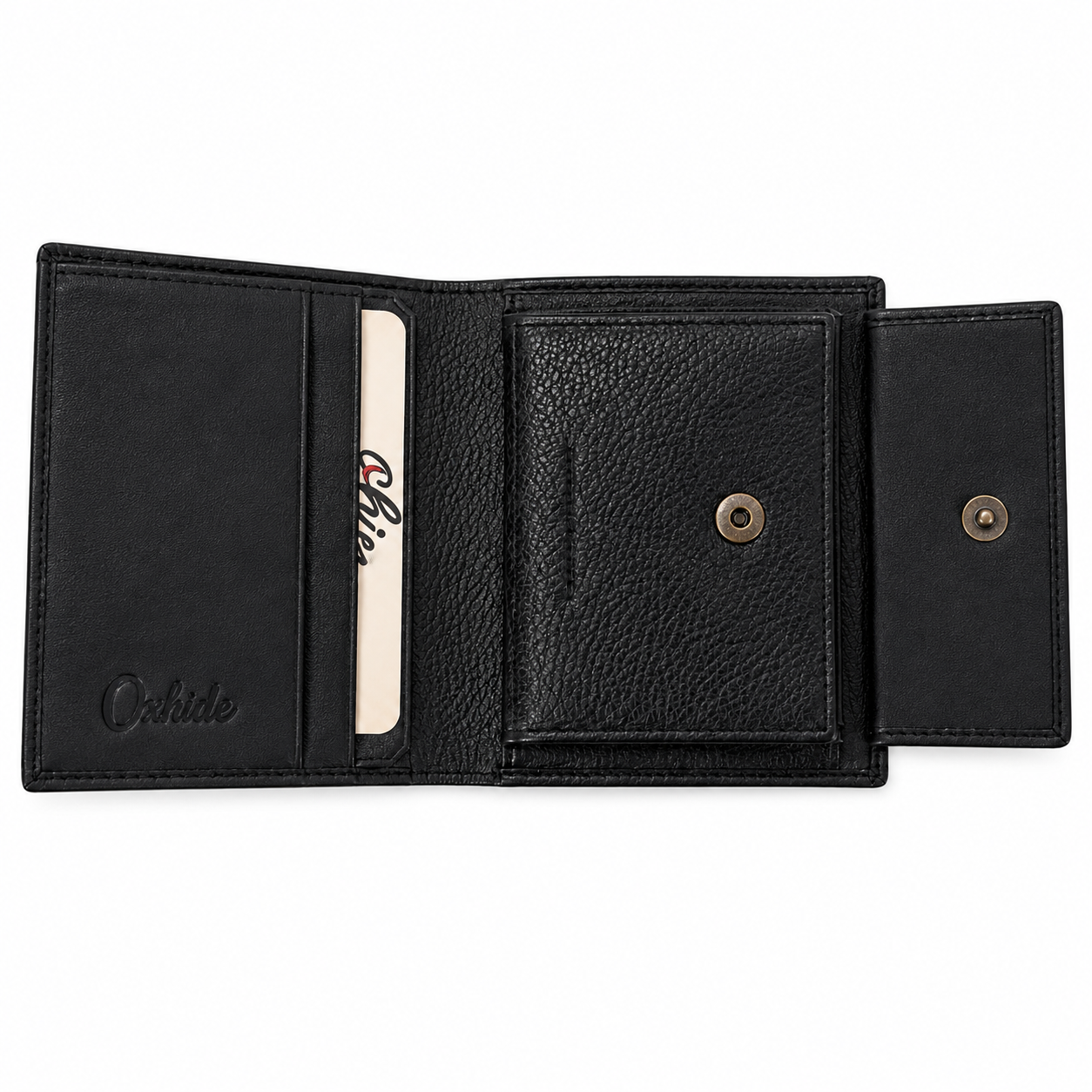 Oxhide Black Cardholder With Coin Pouch- J0010CP BLK