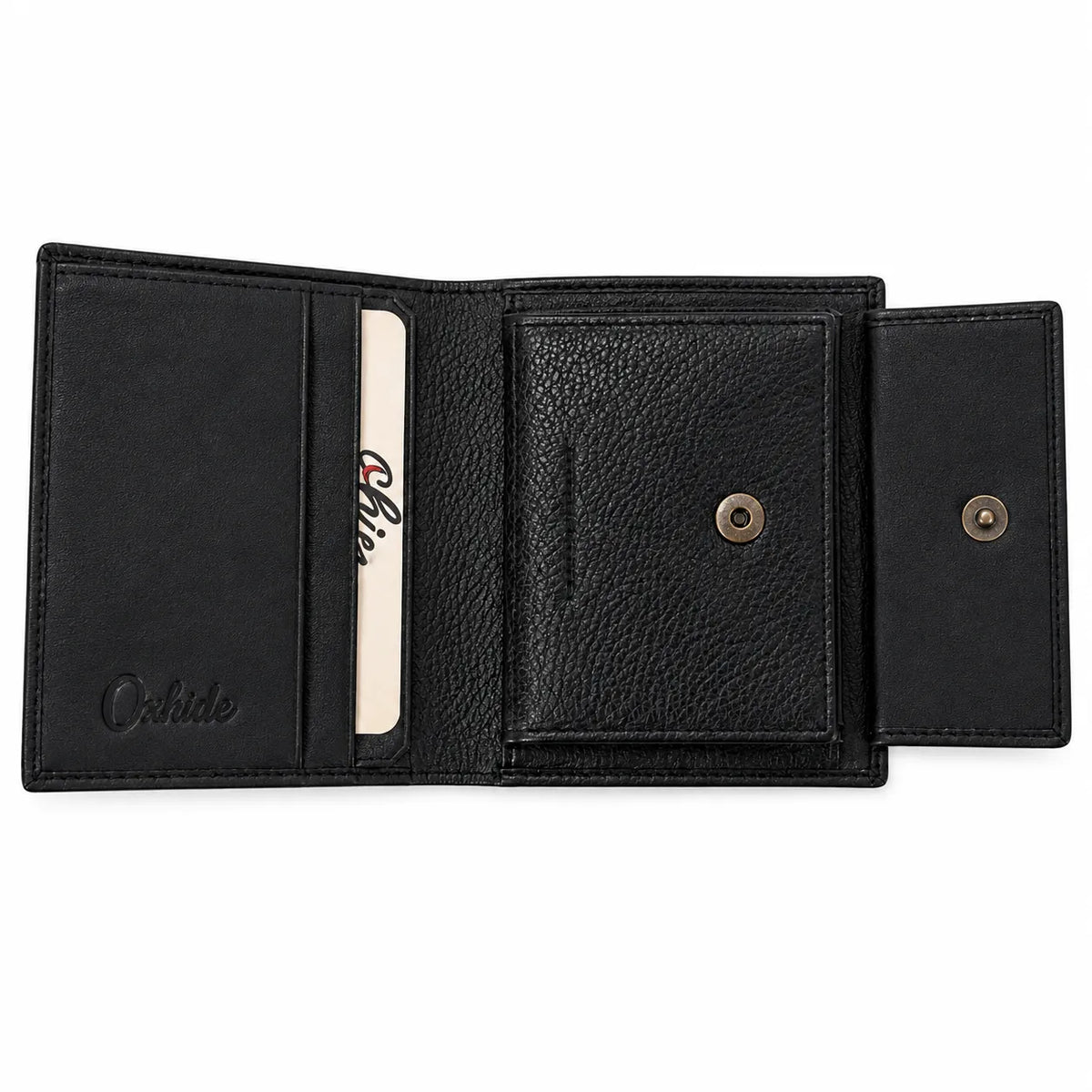 Oxhide Black Cardholder With Coin Pouch- J0010CP BLK