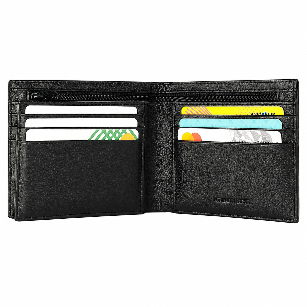 Mens Wallet in Real Leather - Bifold Wallet - Full Grain Leather Wallet - Wallet with zip - Black Color - J0002 Oxhide
