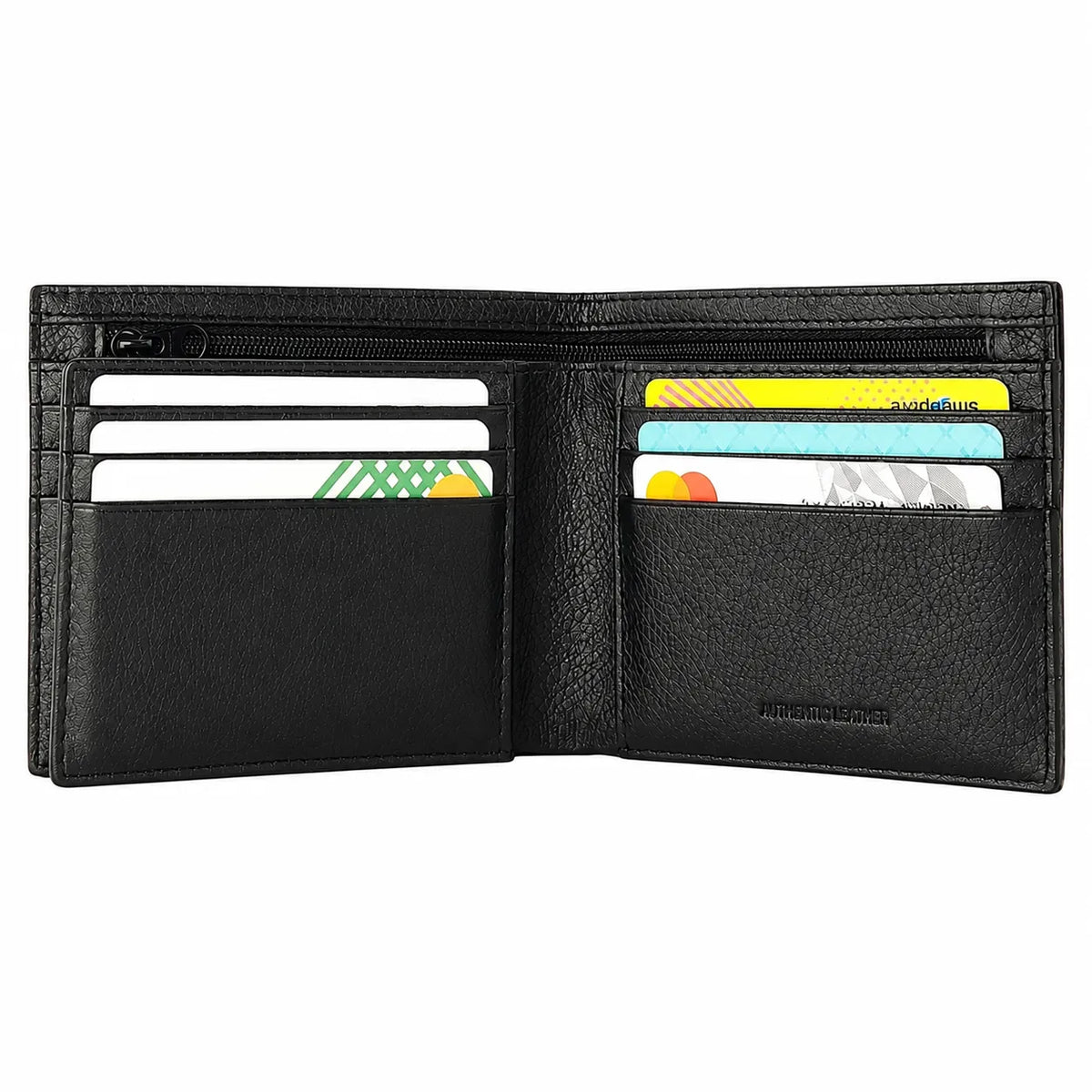 Mens Wallet in Real Leather - Bifold Wallet - Full Grain Leather Wallet - Wallet with zip - Black Color - J0002 Oxhide