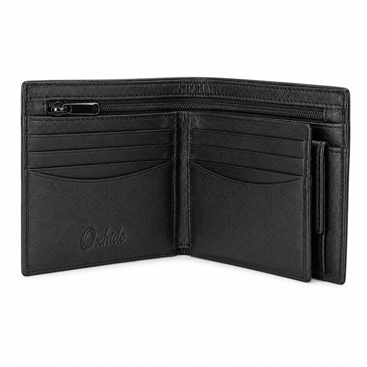Oxhide Leather Wallet with Coin Pouch and Zip Pocket - Oxhide J0009NL