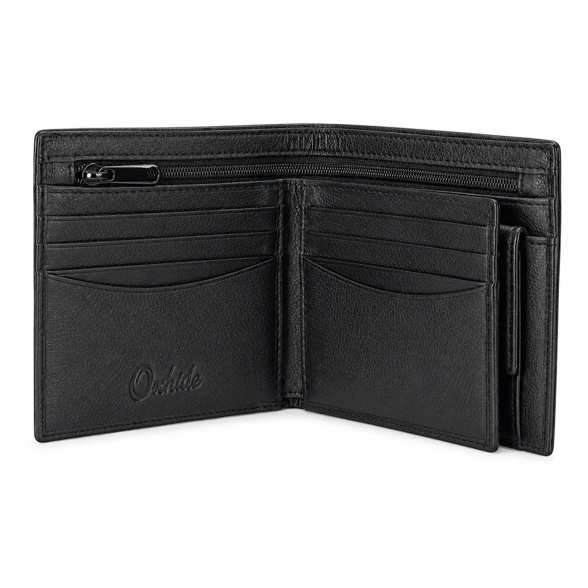 Oxhide Leather Wallet with Coin Pouch and Zip Pocket - Oxhide J0009NL