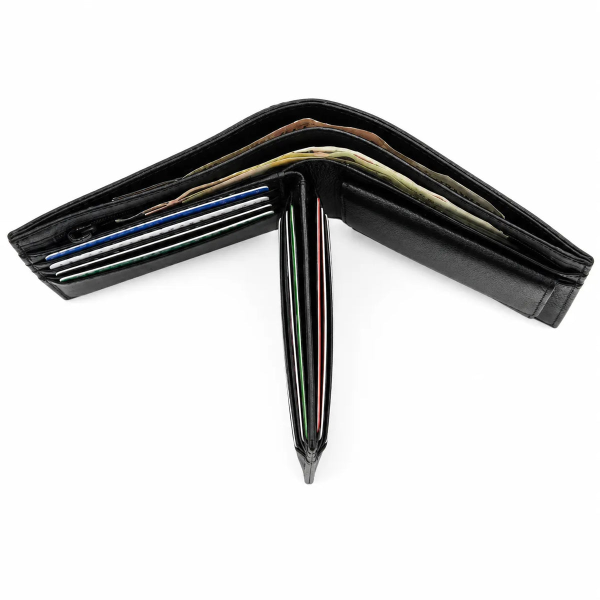 Oxhide Leather Wallet with Coin Pouch and Zip Pocket - Oxhide J0009NL