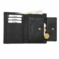 Leather Wallet Men with Coin Pouch - Black Wallet - Bifold Wallet - Full Grain Leather Wallet - J0007 Oxhide
