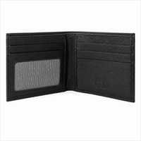 Wallet Men Black - Bifold Lucky  Wallet- Full Grain Leather Wallet with NO HOLE- Black Wallet - 3704