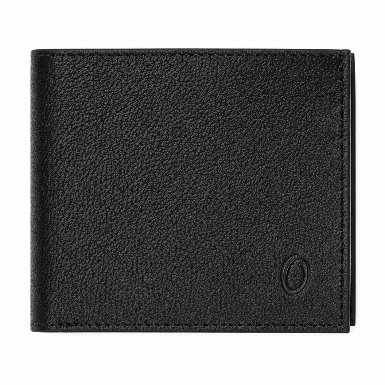 Wallet Men Black - Bifold Lucky  Wallet- Full Grain Leather Wallet with NO HOLE- Black Wallet - 3704