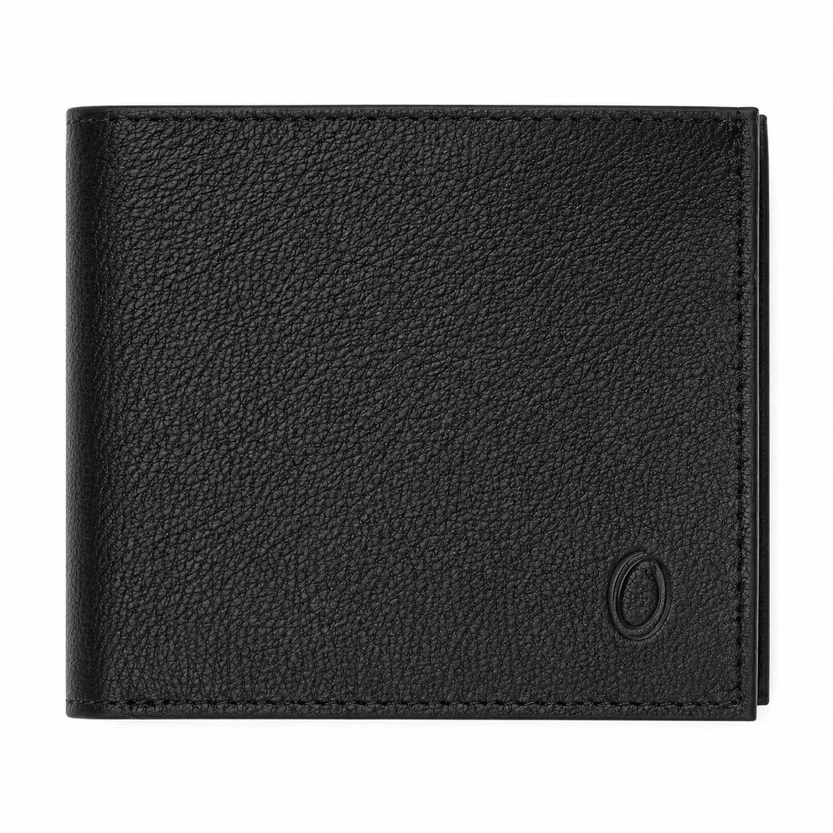 Wallet Men Black - Bifold Lucky  Wallet- Full Grain Leather Wallet with NO HOLE- Black Wallet - 3704