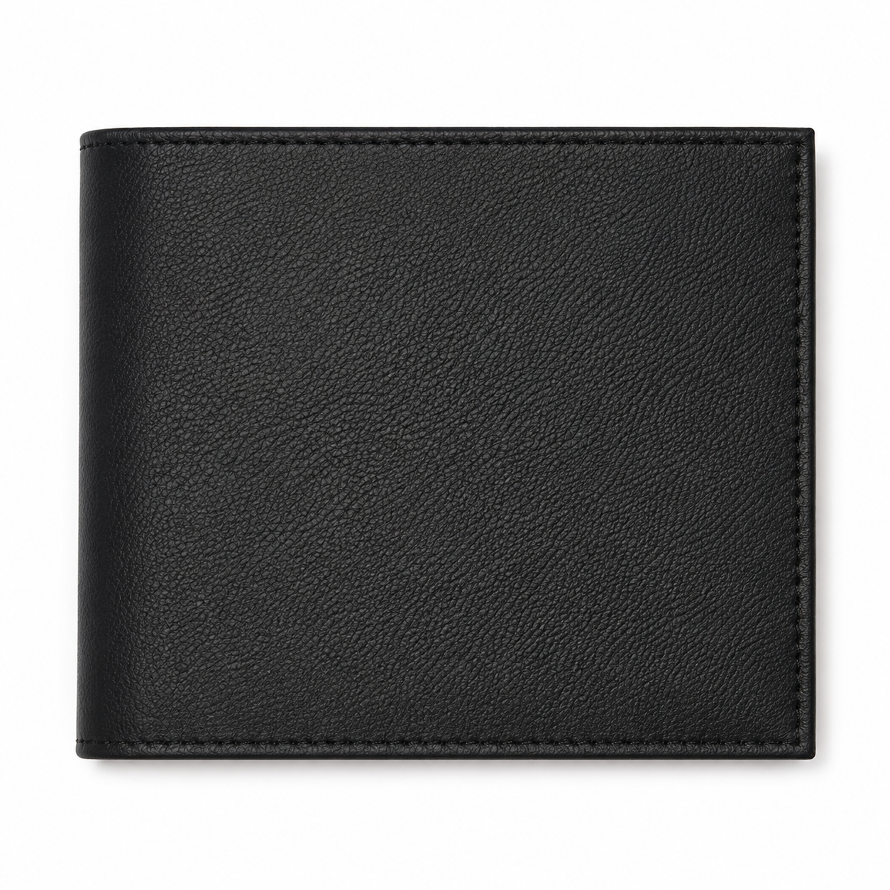 Wallet Men Black - Bifold Lucky  Wallet- Full Grain Leather Wallet with NO HOLE- Black Wallet - 3704