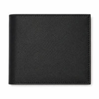 Wallet Men Black - Bifold Lucky  Wallet- Full Grain Leather Wallet with NO HOLE- Black Wallet - 3704