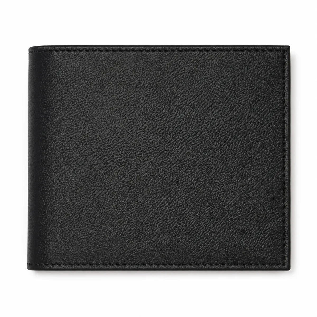 Wallet Men Black - Bifold Lucky  Wallet- Full Grain Leather Wallet with NO HOLE- Black Wallet - 3704