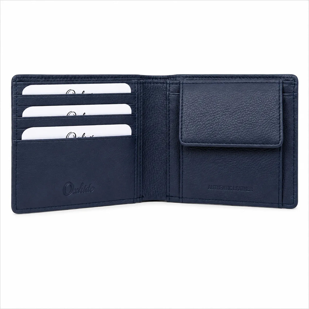 Wallet for Men with coin pouch-Minimalist Wallet -Full Grain Leather Wallet-Slim Wallet Blue- SD13 Oxhide