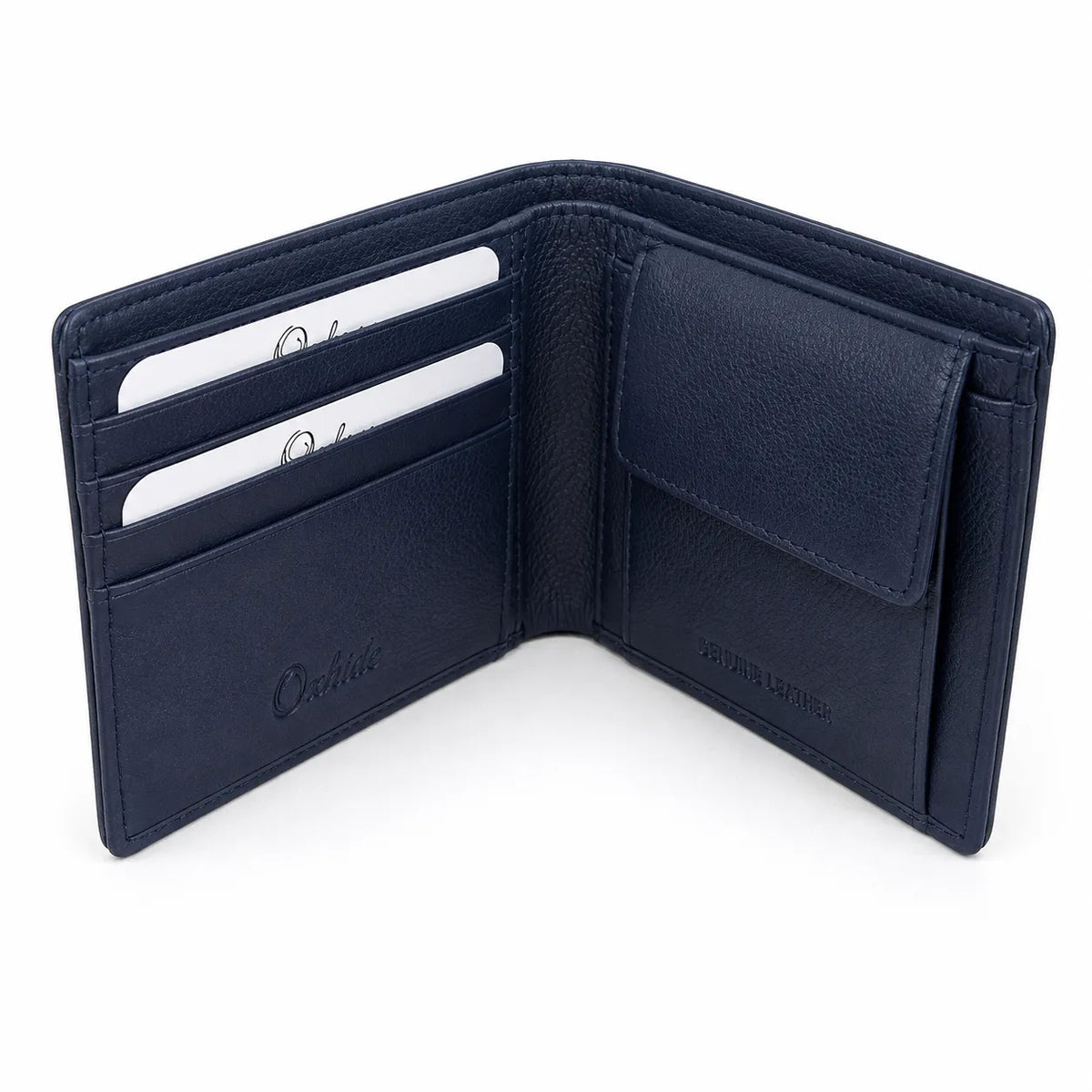 Wallet for Men with coin pouch-Minimalist Wallet -Full Grain Leather Wallet-Slim Wallet Blue- SD13 Oxhide