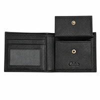 Wallet Men Black with coin pouch - Bifold Lucky Wallet- Full Grain Leather Wallet with NO HOLE- Black Wallet - 3704CP Oxhide