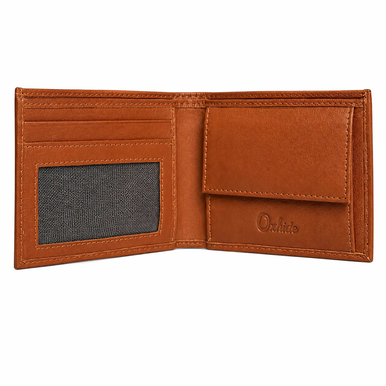 Wallet Men Brown with coin pouch - Bifold Lucky Wallet- Full Grain Leather Wallet with NO HOLE- Brown Wallet - 3704CP Oxhide