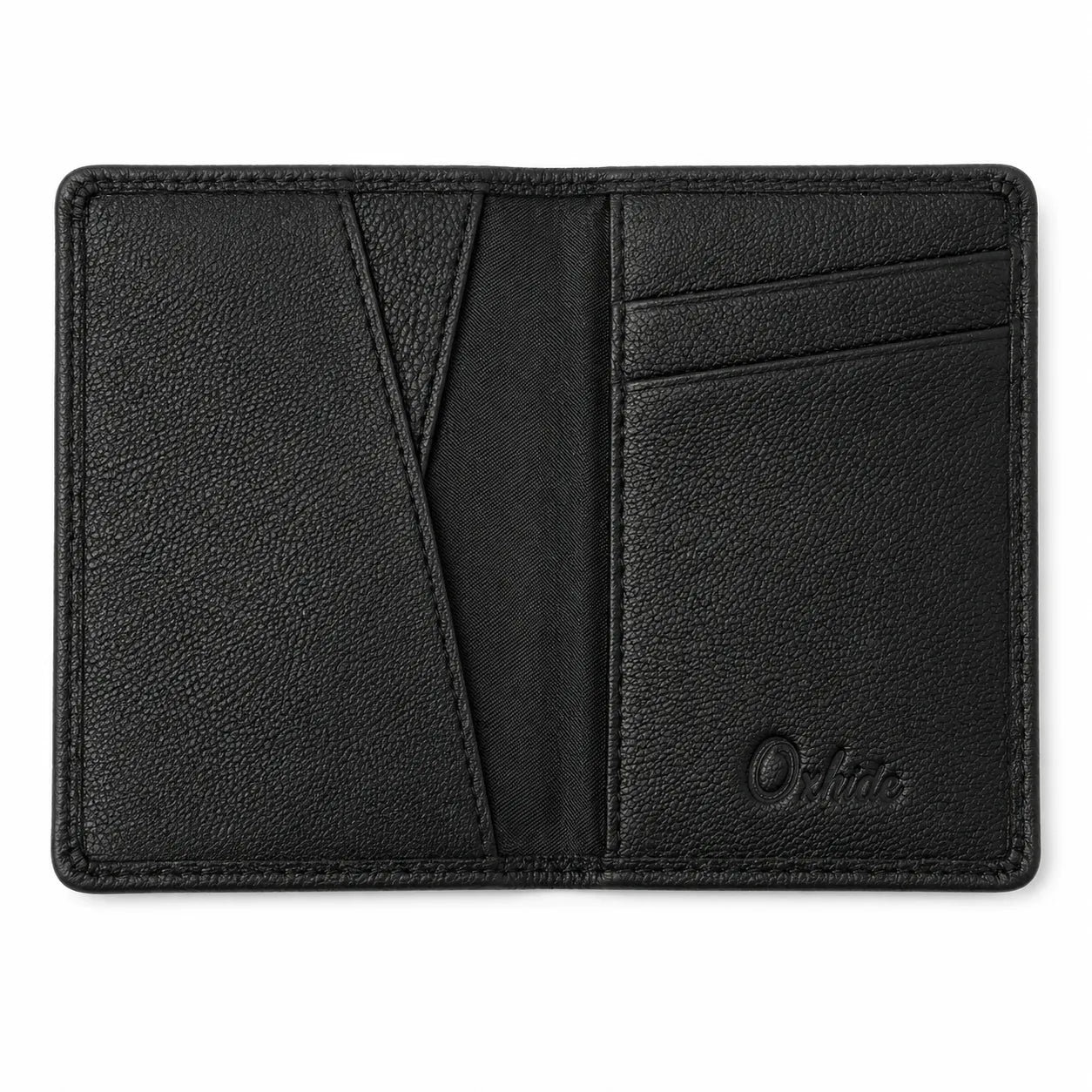 Bi-fold Leather Card Holder Black -4166