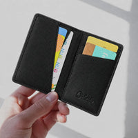 Bi-fold Leather Card Holder Black -4166