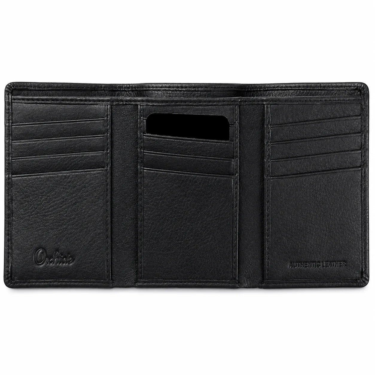 Trifold Wallet Men - Genuine Leather Wallet - Black Wallet - Compact Wallet - 4199 Oxhide