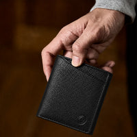 Trifold Wallet Men - Genuine Leather Wallet - Black Wallet - Compact Wallet - 4199 Oxhide