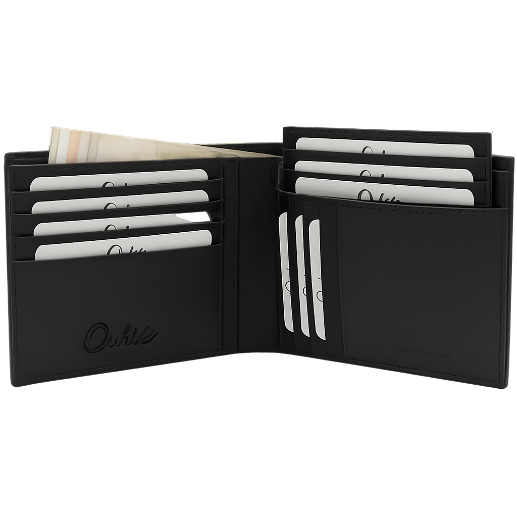 Leather Wallet for Men - First Layer Leather Wallet - Bifold Wallet- Black Wallet - J0004 Oxhide