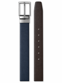 Oxhide Spanish Leather Reversible Belt-Navy Blue and Brown Men Belt/ Genuine Leather Belt