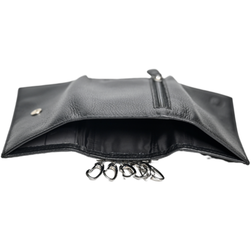 Key Wallet Coin Pouch - Leather Key Pouch -Black Leather Coin Pouch - Leather Coin Case - Oxhide J0023 Black