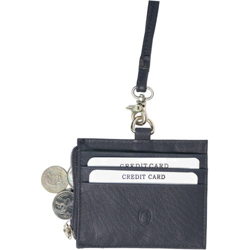 Oxhide Leather Lanyard / ID card holder Lanyard /Wallet/Leather - 4164LS Blue